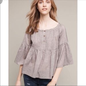 Anthropologie eri + ali Heart Button Bell Sleeve Peasant Top